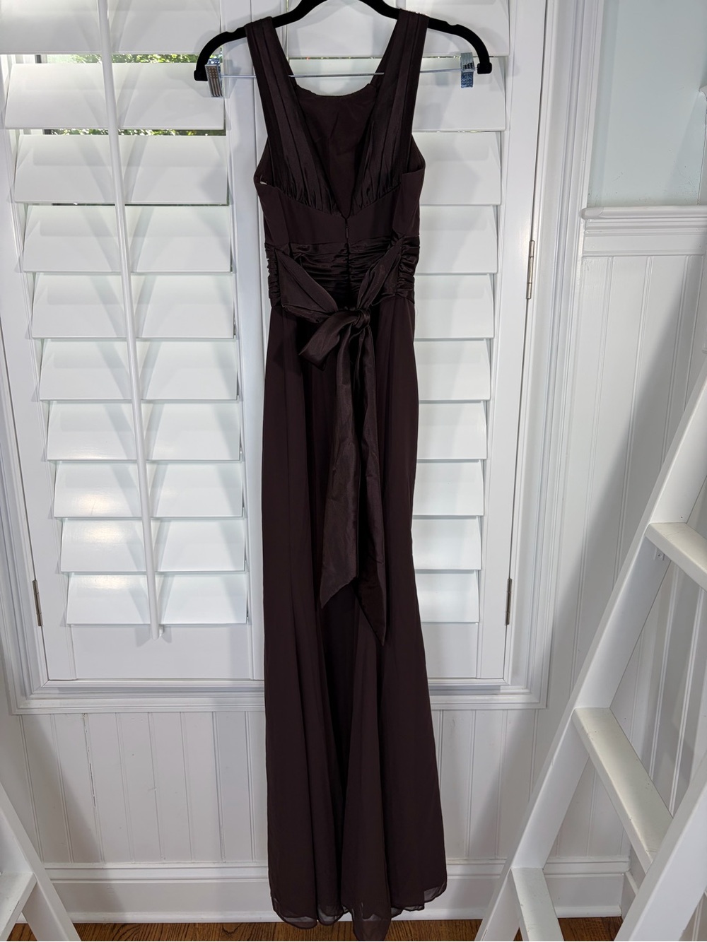 NWT David's Bridal Chiffon & Charmeuse Truffle Long Evening Gown (2) - Picture 5 of 12
